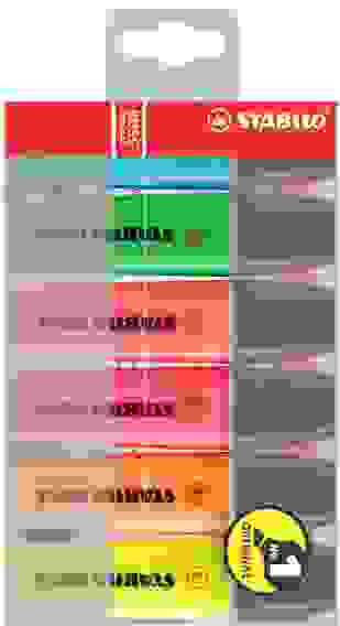 НАБОР ТЕКСТОВЫДЕЛИТЕЛЕЙ STABILO BOSS ORIGINAL 6 ЦВ/УП: ЖЕЛТЫЙ, СИНИЙ, ЗЕЛЕНЫЙ, КРАСНЫЙ, ОРАНЖЕВЫЙ, Р