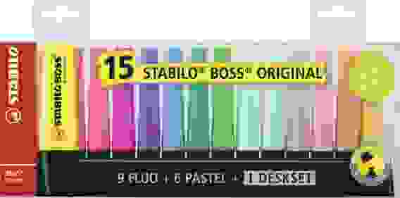 НАБОР ТЕКСТОВЫДЕЛИТЕЛЕЙ STABILO BOSS ORIGINAL НАСТОЛЬНЫЙ 15 ЦВ