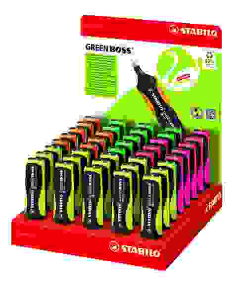 ТЕКСТОВЫДЕЛИТЕЛЬ STABILO GREEN BOSS, 40 ШТ. В АССОРТИМЕНТЕ: 16 ШТ. - ЖЕЛТЫЙ, 8 ШТ. - ОРАНЖЕВЫЙ, 8 ШТ