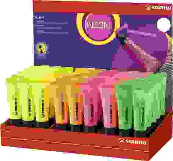 ТЕКСТОВЫДЕЛИТЕЛЬ STABILO NEON 45ШТ В АССОРТИМЕНТЕ: 17ШТ - ЖЕЛТЫЙ, 8ШТ -ЗЕЛЕНЫЙ, 8ШТ - ОРАНЖЕВЫЙ, 7ШТ