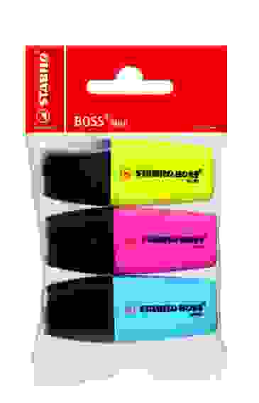НАБОР МАРКЕРОВ BOSS MINI 3 ШТ/УП, ЦВЕТА: ЖЕЛТЫЙ, ЗЕЛЕНЫЙ, ОРАНЖЕВЫЙ, В ПРОЗРАЧНОЙ УПАКОВКЕ