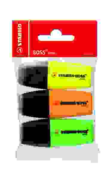 НАБОР МАРКЕРОВ BOSS MINI 3 ШТ/УП, ЦВЕТА: ЖЕЛТЫЙ, СИНИЙ, РОЗОВЫЙ, В ПРОЗРАЧНОЙ УПАКОВКЕ