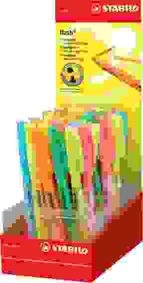 ТЕКСТОВЫДЕЛИТЕЛЬ STABILO FLASH ДИСПЛЕЙ 40ШТ. ПО 4ШТ: СИНИЙ, РОЗОВЫЙ, КРАСНЫЙ, 6ШТ ЗЕЛЕНЫЙ, 8ШТ ОРАНЖ