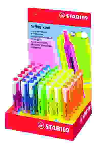 ТЕКСТОВЫДЕЛИТЕЛЬ STABILO SWING COOL 1-4 ММ, 42ШТ В АССОРТИМЕНТЕ: 12ШТ - ЖЕЛТЫЙ, 3ШТ - ГОЛУБОЙ, 6ШТ -