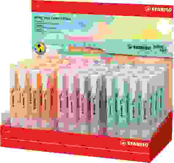 ТЕКСТОВЫДЕЛИТЕЛЬ STABILO SWING COOL PASTEL ДИСПЛЕЙ 48ШТ. 3ШТ БИРЮЗОВЫЙ, ПО 4ШТ КРАСНЫЙ, ФИОЛЕТОВЫЙ,