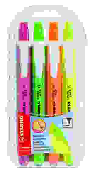 НАБОР АВТОМАТИЧЕСКИХ ТЕКСТОВЫДЕЛИТЕЛЕЙ STABILO SWING Click, 4 ШТ/УП: ЖЕЛТЫЙ, ЗЕЛЕНЫЙ, РОЗОВЫЙ, ОРАНЖ