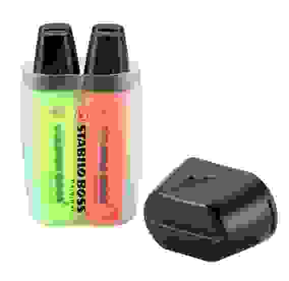 НАСТОЛЬНЫЙ НАБОР В ФОРМЕ МАРКЕРА: МАРКЕР STABILO BOSS 4ШТ, ЦВЕТ: ЖЕЛТЫЙ, ЗЕЛЕНЫЙ, ОРАНЖЕВЫЙ, СИНИЙ