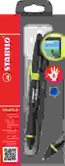 РУЧКА-СТИЛУС STABILO SMARTball ДЛЯ ПРАВШЕЙ, КОРПУС: ЧЕРНЫЙ/СВ.ЗЕЛЕНЫЙ, ЦВЕТ ЧЕРНИЛ СИНИЙ 0,5ММ БЛИСТ