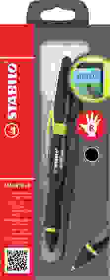 РУЧКА-СТИЛУС STABILO SMARTball ДЛЯ ПРАВШЕЙ, КОРПУС: ЧЕРНЫЙ/СВ.ЗЕЛЕНЫЙ, ЦВЕТ ЧЕРНИЛ ЧЕРНЫЙ, 0,5ММ БЛИ