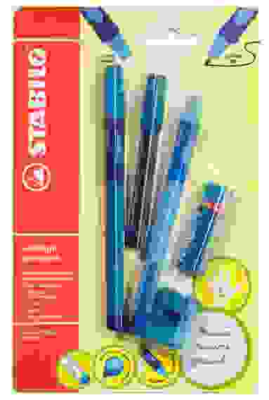 НАБОР STABILO LEFTRIGHT Д/ЛЕВШЕЙ: ШАРИК. РУЧКА, МЕХ. КАРАНДАШ, ГРИФЕЛИ, ЛАСТИК, ТОЧИЛКА, ГОУБОЙ, БЛ