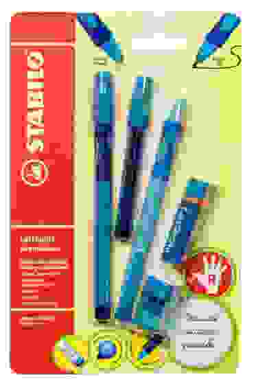 НАБОР STABILO LEFTRIGHT Д/ПРАВШЕЙ: ШАРИК. РУЧКА, МЕХ.КАРАНДАШ, ГРИФЕЛИ, ЛАСТИК, ТОЧИЛКА, ГОЛУБОЙ, БЛ