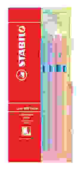 РУЧКА ШАРИКОВАЯ STABILO LINER PASTEL 808 F СИНЯЯ, КОРПУС АССОРТИ, ЦВЕТ ЧЕРНИЛ: СИНИЙ 0,38ММ, 4ШТ В