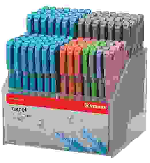 РУЧКА ШАРИКОВАЯ STABILO EXCEL 828 180ШТ. В ДИСПЛЕЕ, ЦВЕТ ЧЕРНИЛ: СИНИЙ-80, ЧЕРНЫЙ-50, КРАСНЫЙ-20, ЗЕ