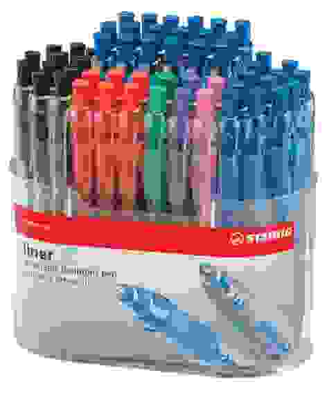 РУЧКА ШАРИКОВАЯ АВТОМАТИЧЕСКАЯ STABILO liner 308 F 55 ШТ. В ДИСПЛЕЕ, ЦВЕТ ЧЕРНИЛ: СИНИЙ-22, ЧЕРНЫЙ-1