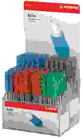 РУЧКА ШАРИКОВАЯ STABILO BILLE 508 100ШТ. В ДИСПЛЕЕ, ЦВЕТ ЧЕРНИЛ: СИНИЙ-30, ЧЕРНЫЙ-30, КРАСНЫЙ-25, ЗЕ