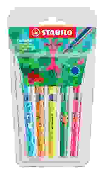 НАБОР РУЧЕК ШАРИКОВЫХ STABILO 828MINI FUNNIMALS, ТОЛЩИНА ЛИНИИ M, СИНИЕ ЧЕРНИЛА, 5 ШТ. В ПЛАСТИКОВОМ