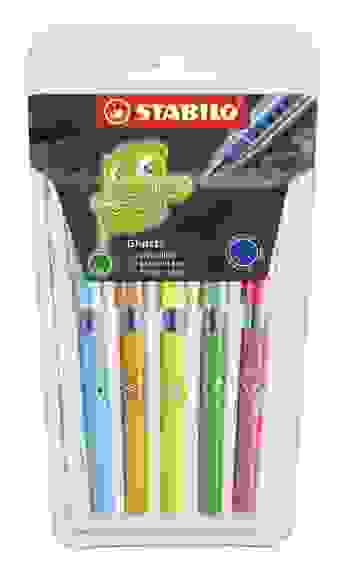 НАБОР РУЧЕК ШАРИКОВЫХ STABILO 828mini GHOST, ТОЛЩИНА ЛИНИИ M, СИНИЕ ЧЕРНИЛА, 5 ШТ. В ПЛАСТИКОВОМ ФУТ