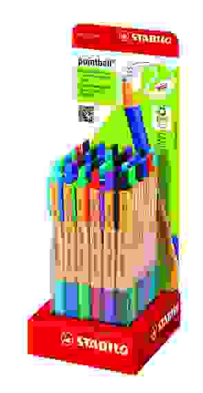 РУЧКА ШАРИКОВАЯ АВТОМАТИЧЕСКАЯ STABILO POINTBALL 36ШТ. В ДИСПЛЕЕ: 10ШТ - СИНИЙ, 10ШТ - ЧЕРНЫЙ, 4ШТ -