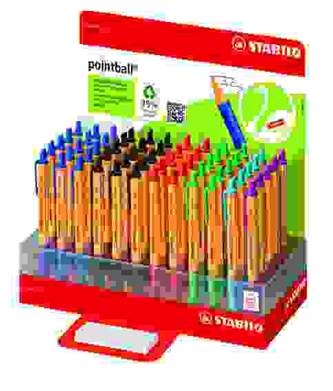 РУЧКА ШАРИКОВАЯ АВТОМАТИЧЕСКАЯ STABILO POINTBALL 60ШТ. В ДИСПЛЕЕ: 15ШТ - СИНИЙ, 15ШТ - ЧЕРНЫЙ, 10ШТ