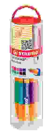 РУЧКА STABILO point Visco, 10 ЦВ. В КРУГЛОМ ПЛАСТИКОВОМ ФУТЛЯРЕ С РУЧКОЙ-ПОДВЕСОМ 0,5ММ