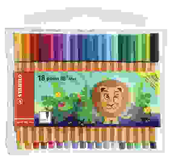 НАБОР КАПИЛЛЯРНЫХ РУЧЕК STABILO POINT 88 MINI FUNNIMALS 18 ЦВ ПЛАСТИК