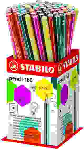 КАРАНДАШ ЧEРНОГРАФИТНЫЙ STABILO PENCIL 160 HB, КОРПУС АССОРТИ, ДИСПЛЕЙ
