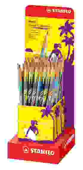 КАРАНДАШ ЧЕРНОГРАФИТНЫЙ STABILO BEACH HB, ЦВЕТ КОРПУСА АССОРТИ, ДИСПЛЕЙ