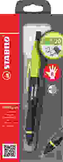 КАРАНДАШ МЕХАНИЧЕСКИЙ STABILO SMARTgraph ДЛЯ ПРАВШЕЙ, КОРПУС: ЧЕРНЫЙ/СВ.ЗЕЛЕНЫЙ, 0,7ММ, HB, 3 ЗАПАСН