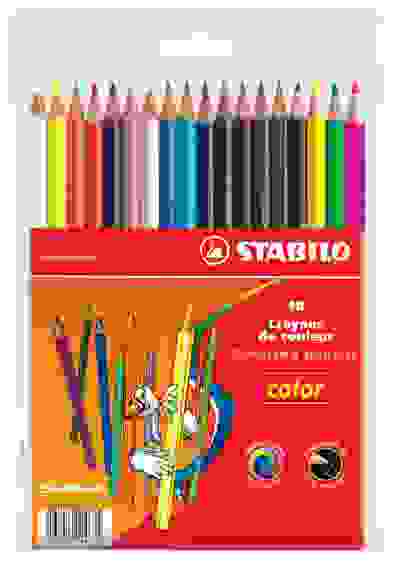 НАБОР ЦВЕТНЫХ КАРАНДАШЕЙ 15 БАЗОВЫХ + 3 ФЛУОРЕСЦЕНТНЫХ ЦВЕТА, ПЛАСТИКОВЫЙ ФУТЛЯР, ДИЗАЙН SWANO