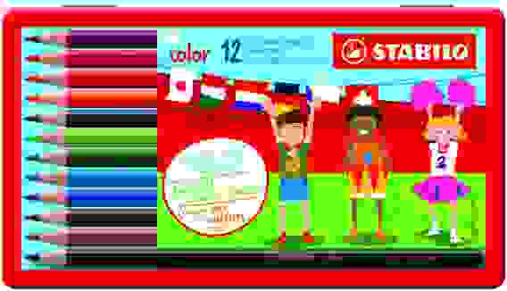 НАБОР ЦВЕТНЫХ КАРАНДАШЕЙ STABILO 12 ЦВ МЕТАЛЛИЧЕСКИЙ ФУТЛЯР