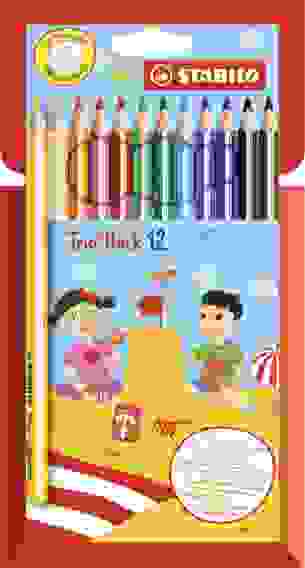 НАБОР УТОЛЩЕННЫХ ЦВЕТНЫХ КАРАНДАШЕЙ STABILO TRIO 12ЦВ, КАРТОН, NEW DESIGN