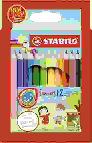 НАБОР УКОРОЧЕННЫХ ЦВЕТНЫХ КАРАНДАШЕЙ STABILO, 12 ЦВ, ДИАМ. ГРИФ.2.5 ММ, В ВЫДВИГ. ФУТЛЯРЕ-ПОДСТАВКЕ