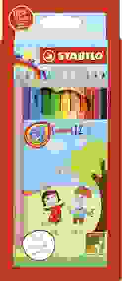 НАБОР ЦВЕТНЫХ КАРАНДАШЕЙ STABILO SWANS В ВЫДВИГАЮЩЕМСЯ ФУТЛЯРЕ-ПОДСТАВКЕ, 12 ЦВЕТОВ, КАРТОН