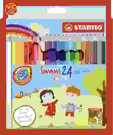 НАБОР ЦВЕТНЫХ КАРАНДАШЕЙ STABILO SWANS В ВЫДВИГАЮЩЕМСЯ ФУТЛЯРЕ-ПОДСТАВКЕ, 24 ЦВЕТА, КАРТОН