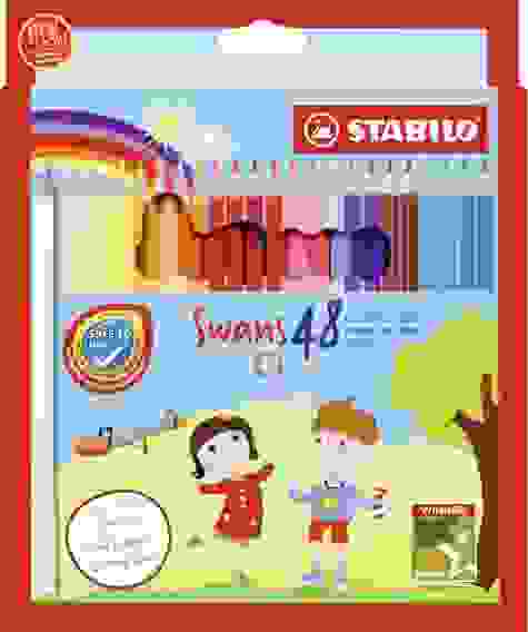 НАБОР ЦВЕТНЫХ КАРАНДАШЕЙ STABILO SWANS В ВЫДВИГАЮЩЕМСЯ ФУТЛЯРЕ-ПОДСТАВКЕ, 48 ЦВЕТОВ, КАРТОН
