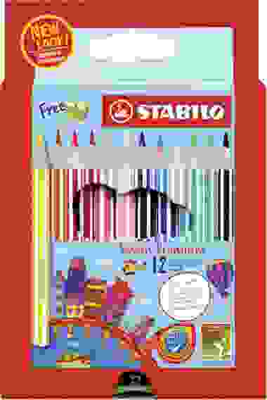 НАБОР ЦВЕТНЫХ КАРАНДАШЕЙ STABILO SWANS PREMIUM EDITIONAL, 12 цв, укороч., В ВЫДВИГ. ФУТЛЯРЕ-ПОДСТАВ
