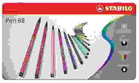 НАБОР ФЛОМАСТЕРОВ STABILO PEN 68 30 ЦВ, МЕТАЛЛИЧЕСКИЙ ФУТЛЯР