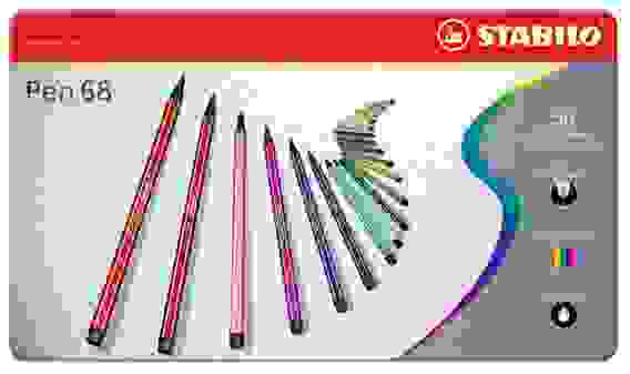 НАБОР ФЛОМАСТЕРОВ STABILO PEN 68 50 ЦВ, МЕТАЛЛИЧЕСКИЙ ФУТЛЯР