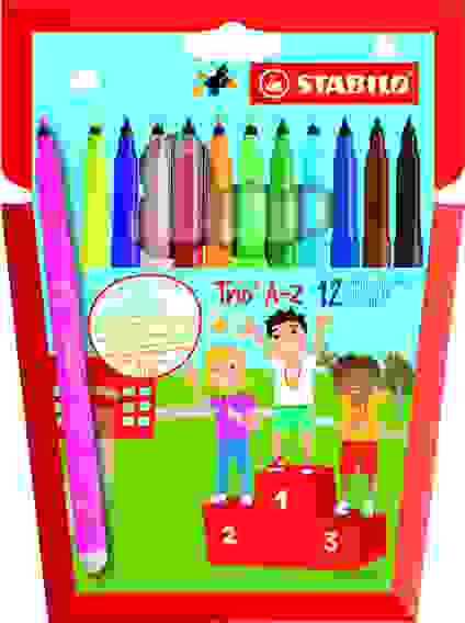НАБОР ФЛОМАСТЕРОВ STABILO TRIO A-Z С ТРЕХГРАННОЙ ЗОНОЙ ОБХВАТА 12 ЦВ КАРТОННЫЙ ФУТЛЯРН, NEW DESIGN