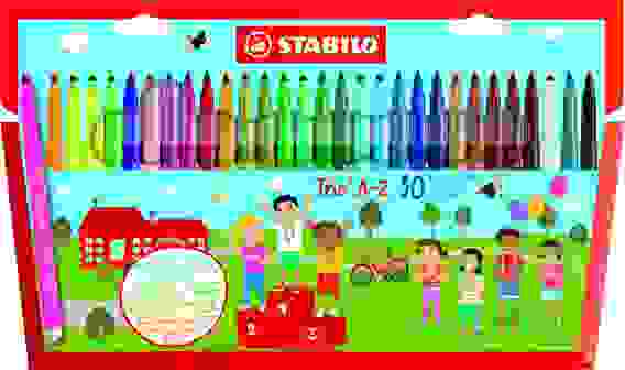 НАБОР ФЛОМАСТЕРОВ STABILO TRIO A-Z С ТРЕХГРАННОЙ ЗОНОЙ ОБХВАТА 30 ЦВ КАРТОН, NEW DESIGN