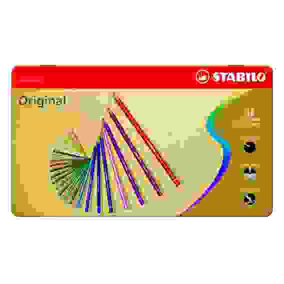 НАБОР ЦВЕТНЫХ КАРАНДАШЕЙ С ТОНКИМ ГРИФЕЛЕМ STABILO Original ДЛЯ ГРАФИКОВ, ХУДОЖНИКОВ 38ЦВ, МЕТАЛЛИЧ