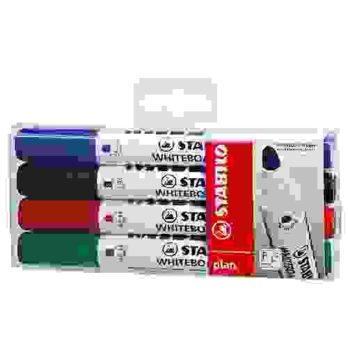 НАБОР МАРКЕРОВ STABILO PLAN 641, 4 ШТ/УП, ЦВЕТ: СИНИЙ, ЧЕРНЫЙ, КРАСНЫЙ, ЗЕЛЕНЫЙ