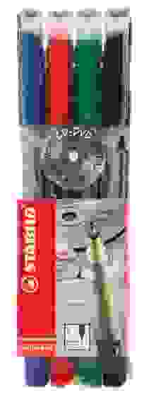 НАБОР МАРКЕРНЫХ РУЧЕК STABILO WRITE-4-ALL, 0,4ММ, 4 ШТ/УП, ЦВ. ЧЕРНИЛ: СИНИЙ, ЧЕРНЫЙ, КРАСНЫЙ, ЗЕЛЕН