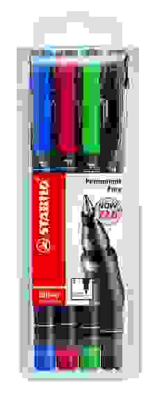 НАБОР МАРКЕРНЫХ РУЧЕК STABILO OHPen UNIVERSAL 0,7ММ, 4 ШТ/УП, ЦВЕТ ЧЕРНИЛ: СИНИЙ, ЧЕРНЫЙ, КРАСНЫЙ, З