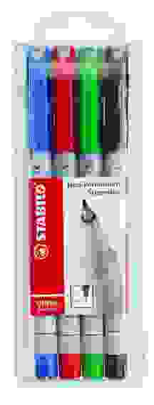 НАБОР МАРКЕРНЫХ РУЧЕК МАРКЕРНАЯ РУЧКА STABILO OHPen UNIVERSAL 0,4ММ, 4 ШТ/УП, ЦВЕТ ЧЕРНИЛ: СИНИЙ, ЧЕ