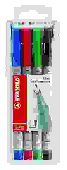 НАБОР МАРКЕРНЫХ РУЧЕК STABILO OHPen UNIVERSAL 0,7ММ, 4 ШТ/УП, ЦВЕТ ЧЕРНИЛ: СИНИЙ, ЧЕРНЫЙ, КРАСНЫЙ,
