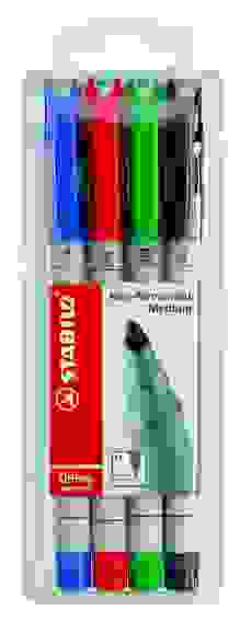 НАБОР МАРКЕРНЫХ РУЧЕК STABILO OHPen UNIVERSAL 1,0ММ, 4 ШТ/УП, ЦВЕТ ЧЕРНИЛ: СИНИЙ, ЧЕРНЫЙ, КРАСНЫЙ, З